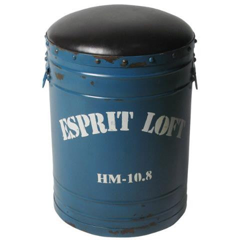 ADORABLE INDUSTRIAL CAN BLUE STOOL